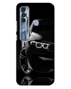 Чехол для TECNO Spark 7 Pro с картинкой «Черная BMW — профиль»