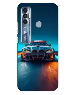 Чехол для TECNO Spark 7 Pro с картинкой «BMW — огни неона»