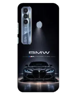 Чехол для TECNO Spark 7 Pro с картинкой «BMW сквозь ночной город»