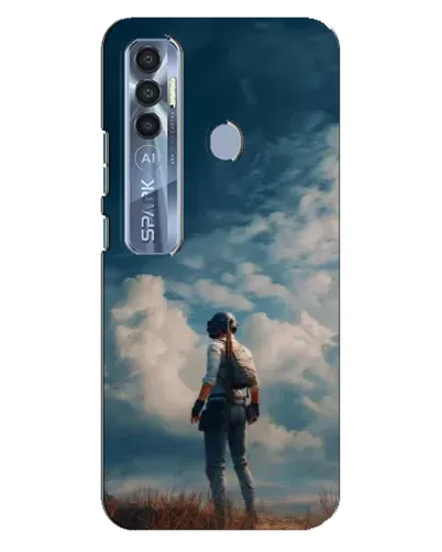 Чехол для TECNO Spark 7 Pro с картинкой «Герой PUBG на скале»