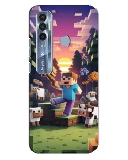 Чехол для TECNO Spark 7 Pro с картинкой «Стив на ферме»