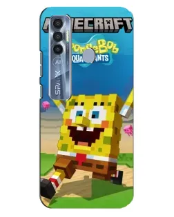 Чохол для TECNO Spark 7 Pro з картинкою «Губка Боб Minecraft»