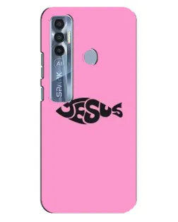 Чехол для TECNO Spark 7 Pro с картинкой «Розовый символ  Jesus»
