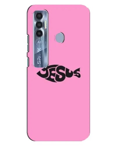 Чехол для TECNO Spark 7 Pro с картинкой «Розовый символ  Jesus»
