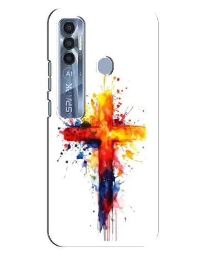 Чехол для TECNO Spark 7 Pro с картинкой «Акварельный крест»