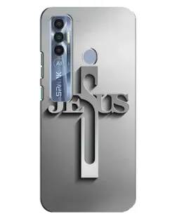 Чохол для TECNO Spark 7 Pro з картинкою «Металевий хрест Jesus»