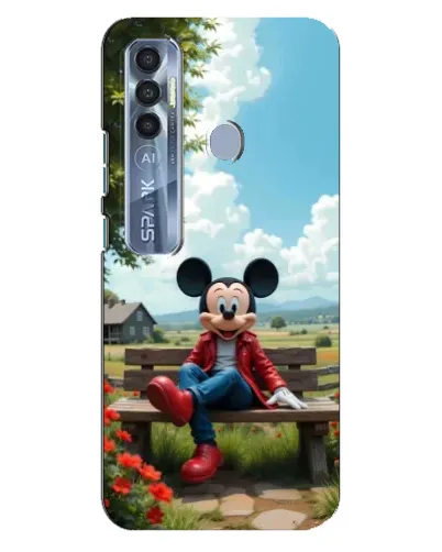 Чохол для TECNO Spark 7 Pro з картинкою «Міккі на лавці» Чохол для TECNO Spark 7 Pro з картинкою «Міккі на лавці»