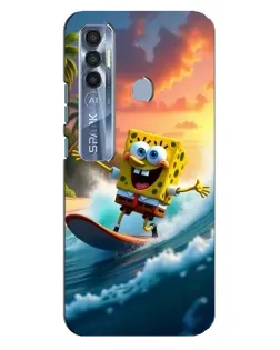 Чехол для TECNO Spark 7 Pro с картинкой «Губка Боб серфингист»