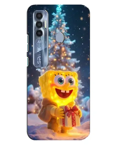 Чехол для TECNO Spark 7 Pro с картинкой «Рождественский Спанч Боб»
