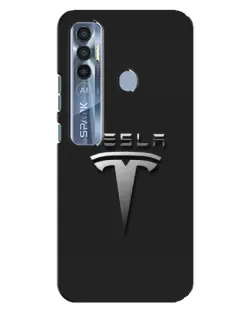 Чехол для TECNO Spark 7 Pro с картинкой «Стальной логотип Tesla»