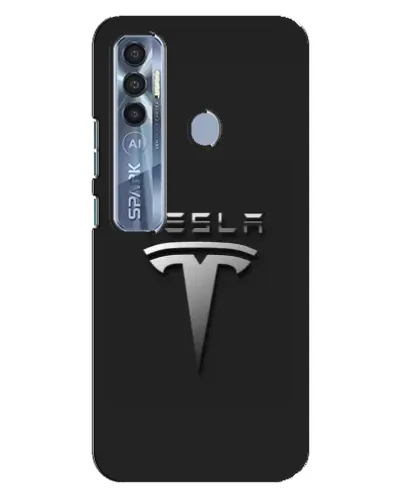 Чехол для TECNO Spark 7 Pro с картинкой «Стальной логотип Tesla»