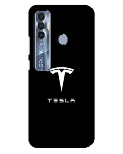 Чехол для TECNO Spark 7 Pro с картинкой «Tesla White Logo»