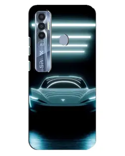 Чехол для TECNO Spark 7 Pro с картинкой «Tesla в неоне»