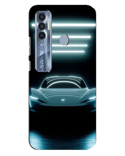 Чехол для TECNO Spark 7 Pro с картинкой «Tesla в неоне»