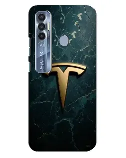 Чехол для TECNO Spark 7 Pro с картинкой «Мраморная Tesla Gold»