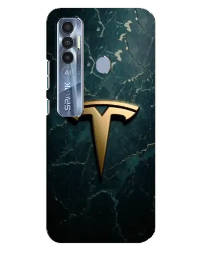 Чехол для TECNO Spark 7 Pro с картинкой «Мраморная Tesla Gold»