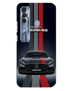 Чехол для TECNO Spark 7 Pro с картинкой «Mercedes — белый карбон»