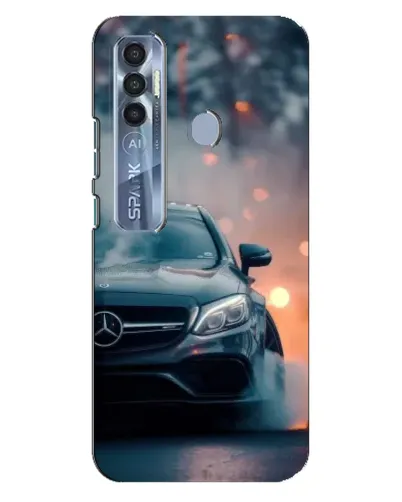 Чехол для TECNO Spark 7 Pro с картинкой «Mercedes — ночной город»