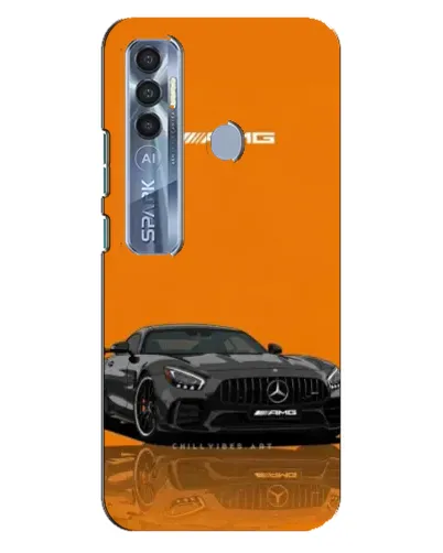 Чехол для TECNO Spark 7 Pro с картинкой «Оранжевый Mercedes AMG»