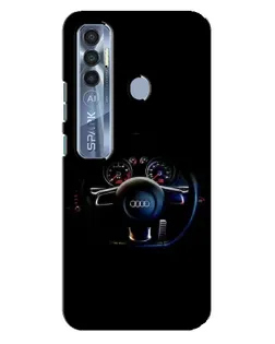 Чехол для TECNO Spark 7 Pro с картинкой «Салон Audi — руль»