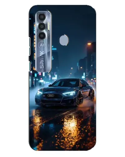 Чохол для TECNO Spark 7 Pro з картинкою «Нічне місто та Audi» Чохол для TECNO Spark 7 Pro з картинкою «Нічне місто та Audi»