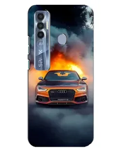 Чохол для TECNO Spark 7 Pro з картинкою «Audi у вогняному диму»
