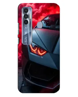 Чохол для TECNO Spark 7 Pro з картинкою «Lamborghini червоне сяйво»