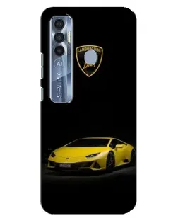 Чохол для TECNO Spark 7 Pro з картинкою «Lamborghini жовтий акцент»