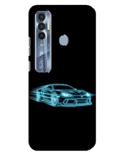 Чохол для TECNO Spark 7 Pro з картинкою «Неоновий контур Lamborghini»