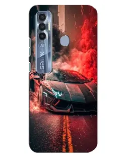 Чохол для TECNO Spark 7 Pro з картинкою «Lamborghini червоний дим»