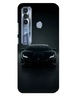 Чохол для TECNO Spark 7 Pro з картинкою «Чорний Lamborghini Aventador»