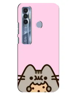 Чехол для TECNO Spark 7 Pro с картинкой «Pusheen и печенье»