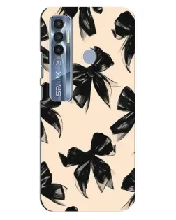 Чехол для TECNO Spark 7 Pro с картинкой «Паттерн черные банты»
