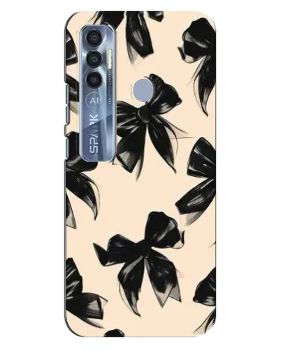 Чехол для TECNO Spark 7 Pro с картинкой «Паттерн черные банты»