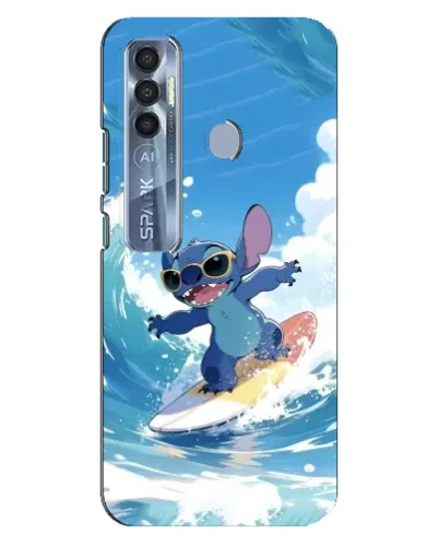 Чехол для TECNO Spark 7 Pro с картинкой «Стич на волне»