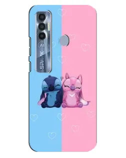 Чехол для TECNO Spark 7 Pro с картинкой «Stitch и Angel Love»