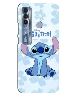 Чехол для TECNO Spark 7 Pro с картинкой «Stitch среди цветов»