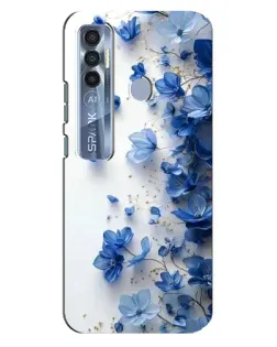 Чехол для TECNO Spark 7 Pro с картинкой «Голубой цветочный каскад»