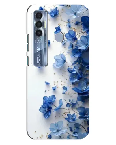 Чехол для TECNO Spark 7 Pro с картинкой «Голубой цветочный каскад»