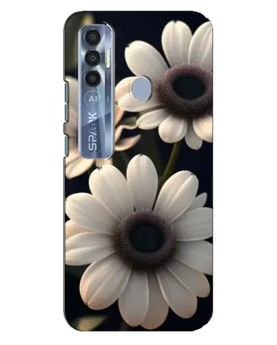 Чехол для TECNO Spark 7 Pro с картинкой «Белые маргаритки макро»