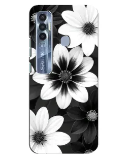 Чехол для TECNO Spark 7 Pro с картинкой «Монохромные астры»