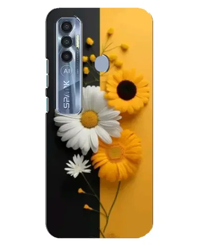 Чехол для TECNO Spark 7 Pro с картинкой «Подсолнух и ромашка»