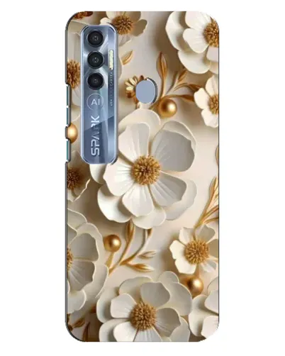 Чехол для TECNO Spark 7 Pro с картинкой «Белие бумажние  цвети»