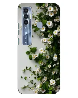 Чехол для TECNO Spark 7 Pro с картинкой «Ветка мелких белых цветов»