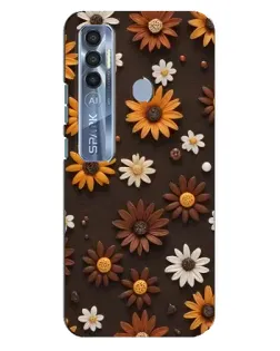 Чехол для TECNO Spark 7 Pro с картинкой «Узор из маленьких подсолнухов»