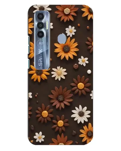 Чехол для TECNO Spark 7 Pro с картинкой «Узор из маленьких подсолнухов»