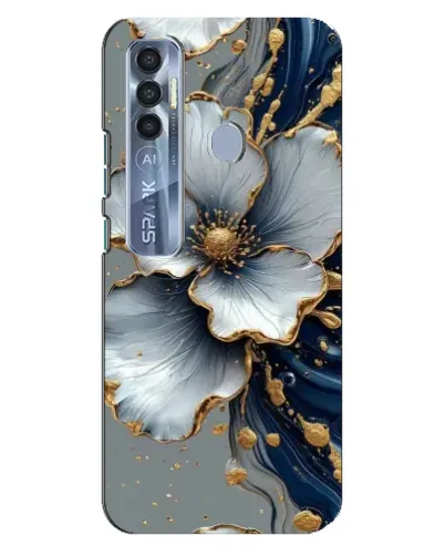Чохол для TECNO Spark 7 Pro з картинкою «Біла квітка та золотий флюїд» Чохол для TECNO Spark 7 Pro з картинкою «Біла квітка та золотий флюїд»