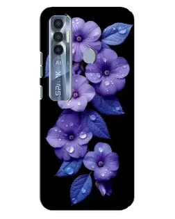 Чехол для TECNO Spark 7 Pro с картинкой «Фиолетовые цветы с росою»
