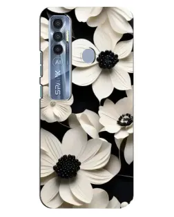Чехол для TECNO Spark 7 Pro с картинкой «Объемные белые цветы»