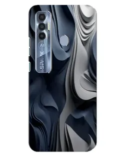 Чехол для TECNO Spark 7 Pro с картинкой «Объемные синие складки»